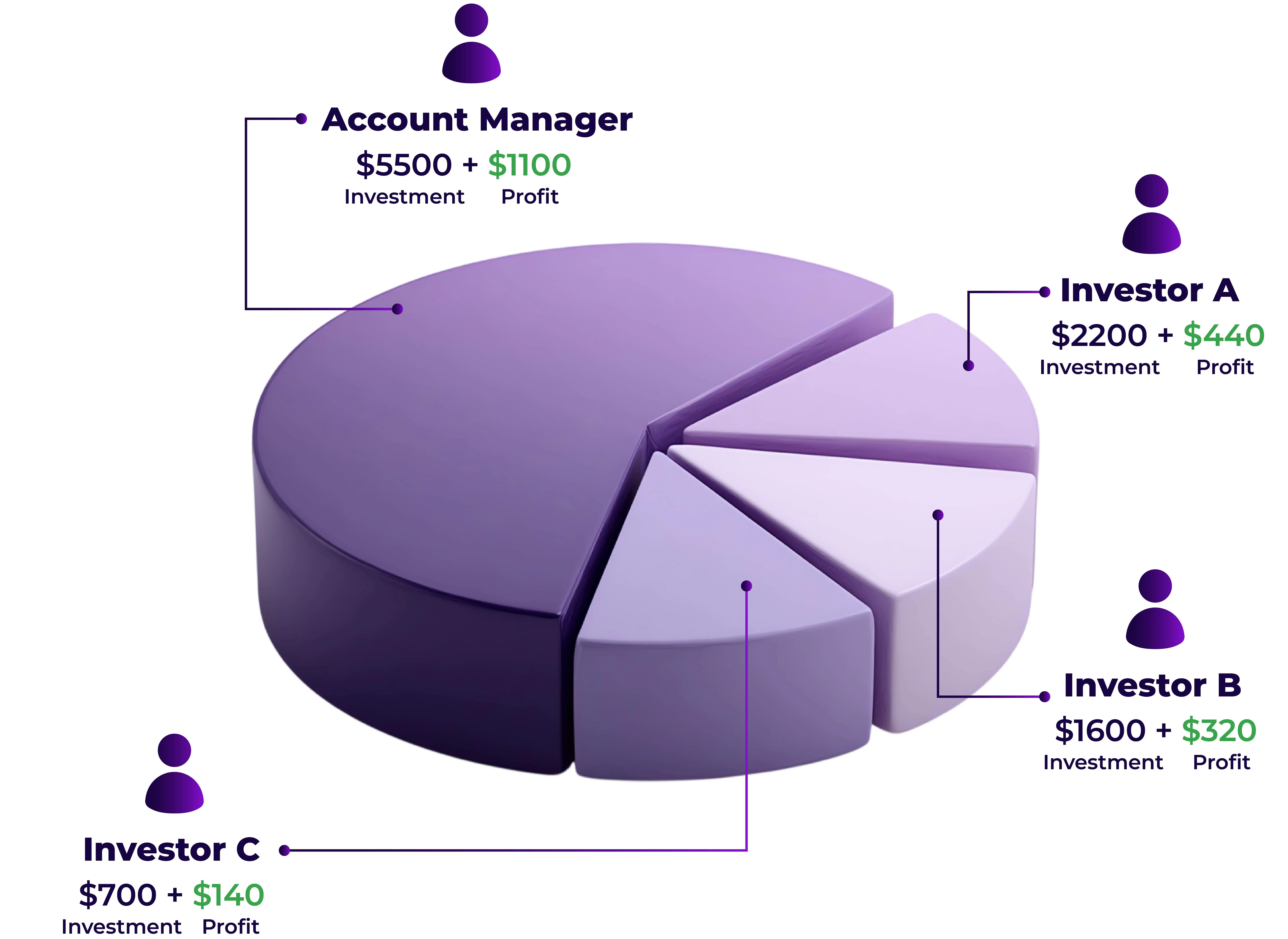PAMM investment allocation pie chart